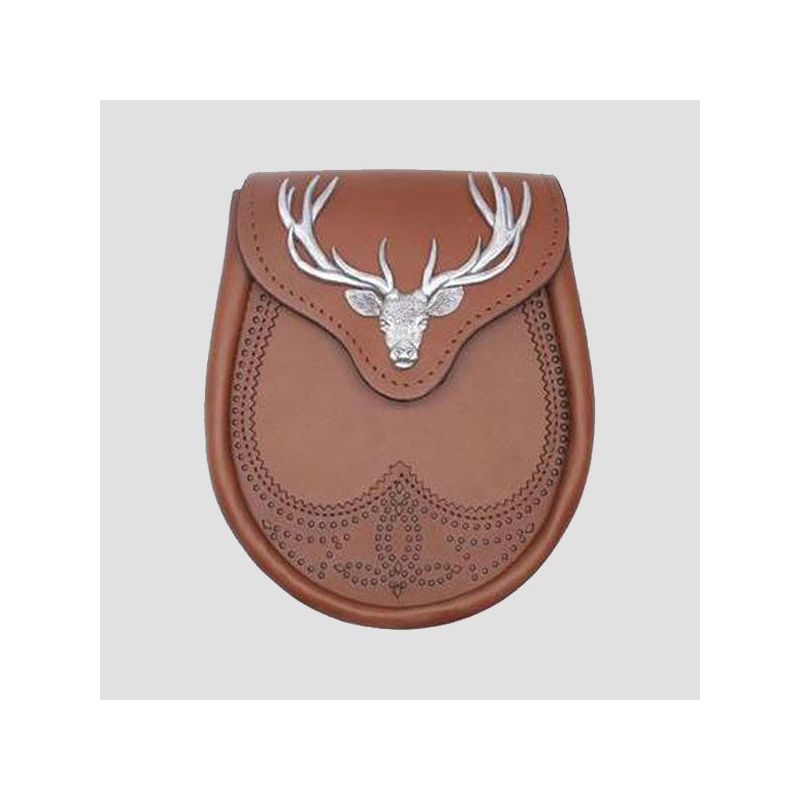 Stag Head Tan Brown Leather Sporran Stag Head Tan Brown Leather Sporran