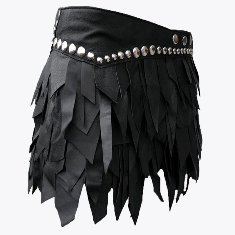 Warriors Black Leather Mini Kilt
