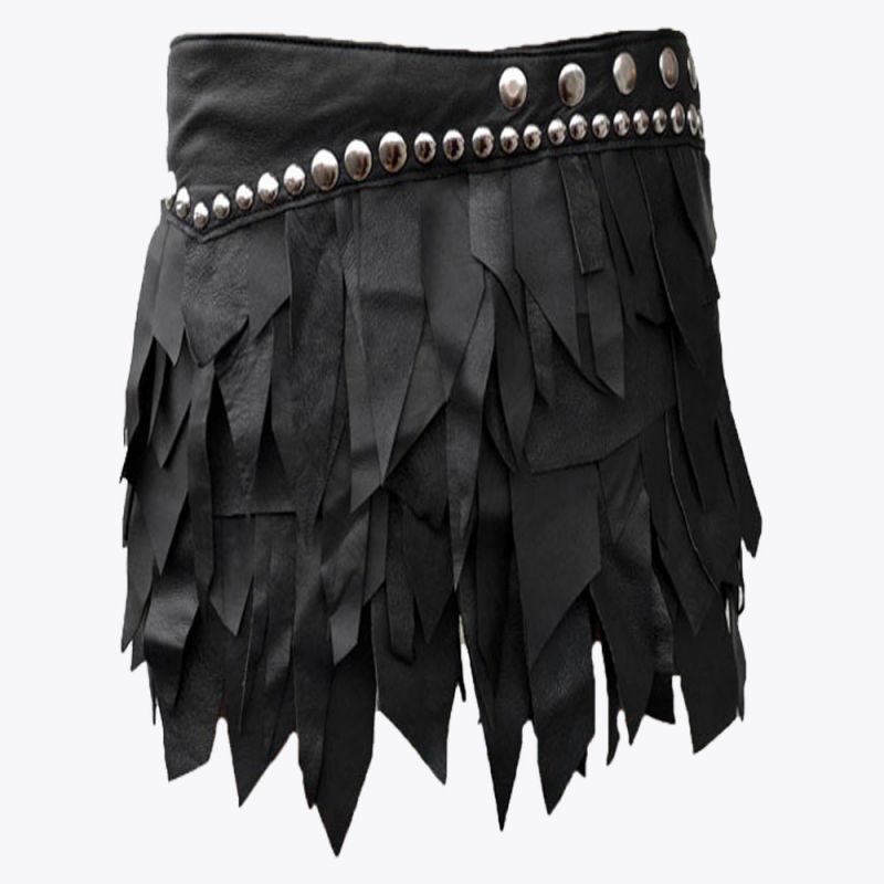 Warriors Black Leather Mini Kilt
