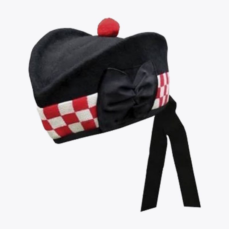 White And Red Diced Hat With Red Pom White And Red Diced Hat With Red Pom