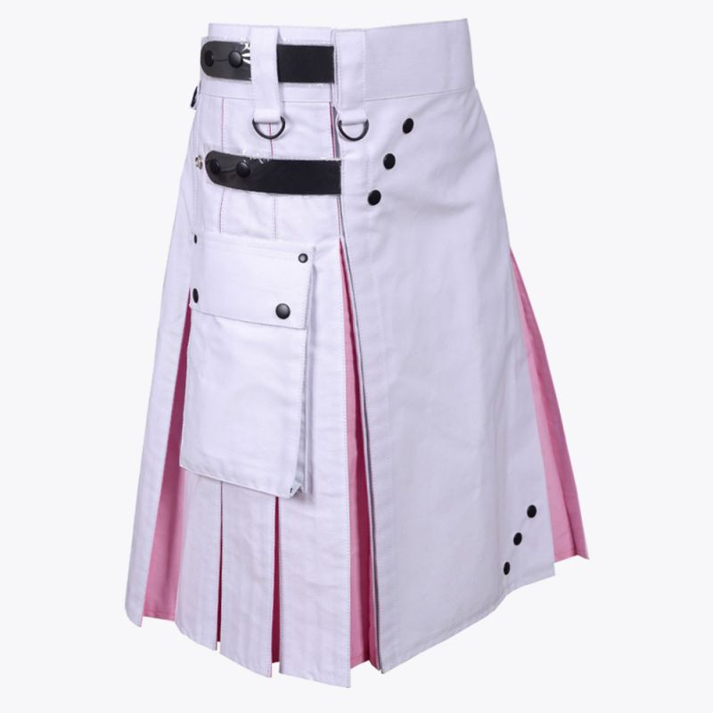 White & Pink Hybrid Utility Kilt