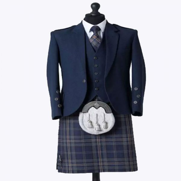 Arran Navy Tweed Five Button Kilt Outfit