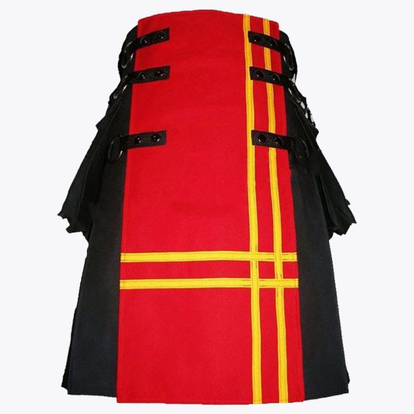 Black & Red Hybrid Kilt For Men
