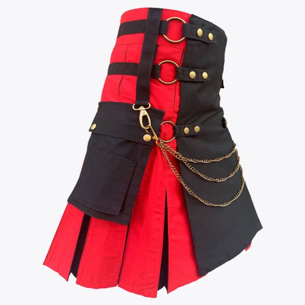 Black and Red Hybrid Utility Kilt
