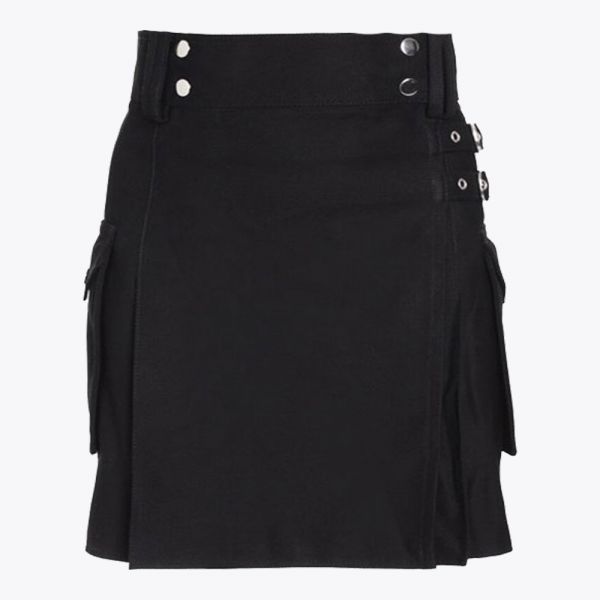 Black Utility Modern Kilt For Women