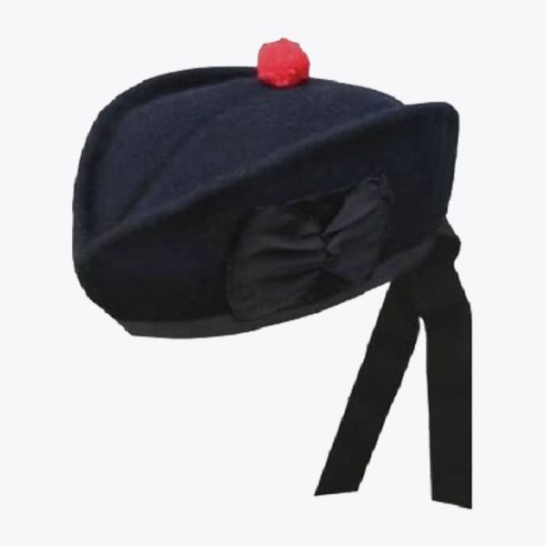 Black Scottish Hat With Red Pom