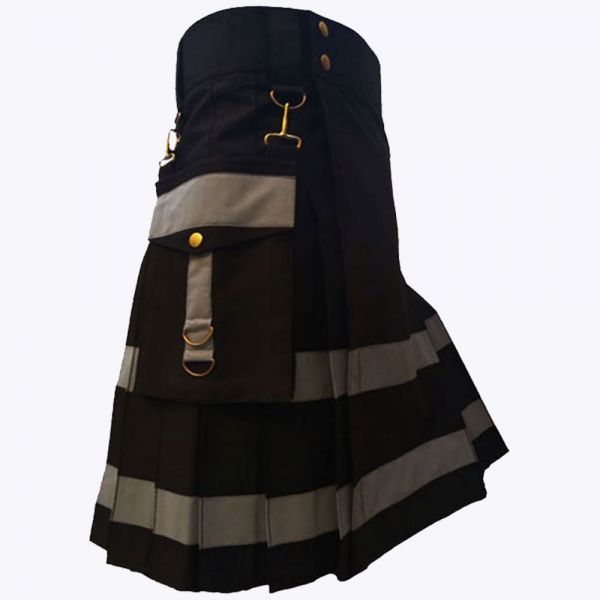 Black Style Utility Kilt For Men