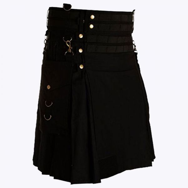 Black Utility Kilt For men