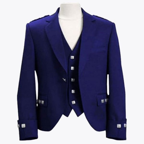 Blue Argyll Jacket And Vest With Five button's 