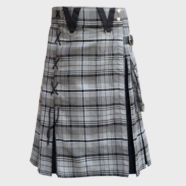 Box Pleated Grey Hamilton Modern Kilt