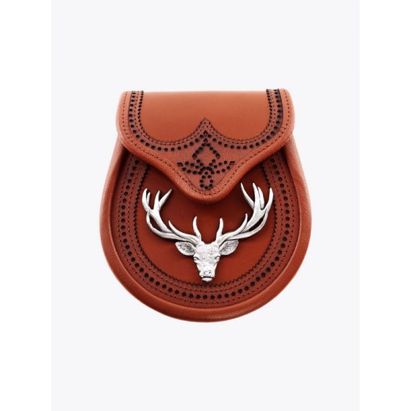 Brown Leather Stag Semi Dress Sporran