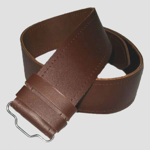 Brown Embossed Plain Kilt Belt With Celtic Buckle