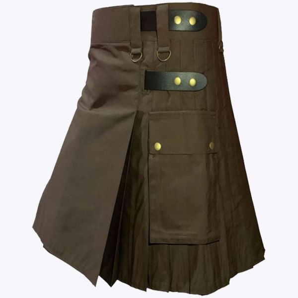 Brown Fashion Utility Kilt For Man
