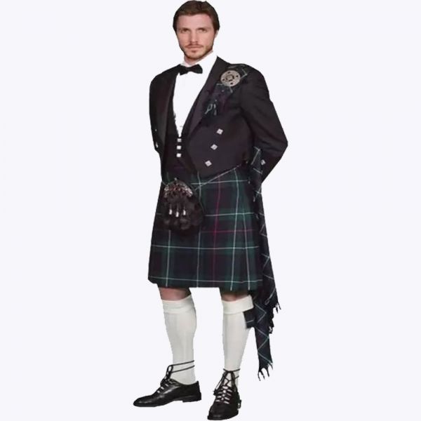 Clan Mackenzie Tartan Kilt Outfit With Prince Charlie Jacket For Scottish Weddings
