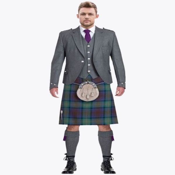 Custom Made Light Grey Argyll Jacket & Kilt Outfit Package

