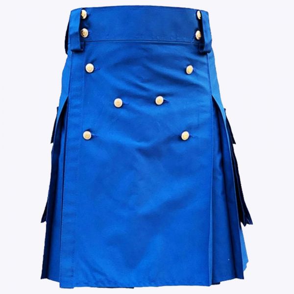 Deluxe Blue Utility Kilt For Man