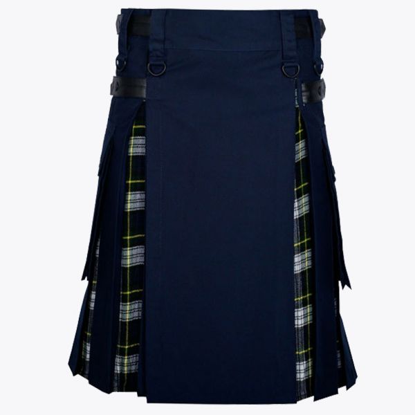 Dress Gordon Tartan & Navy Blue Utility Kilt Hybrid Modern Kilt