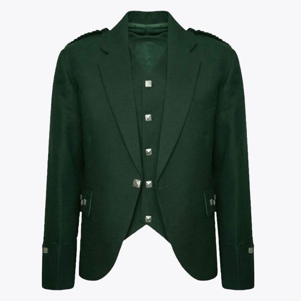 Green Argyll Jacket with Vest For Men