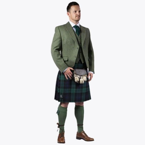Green Tweed Argyll Jacket & Kilt Outfit Package Deluxe

