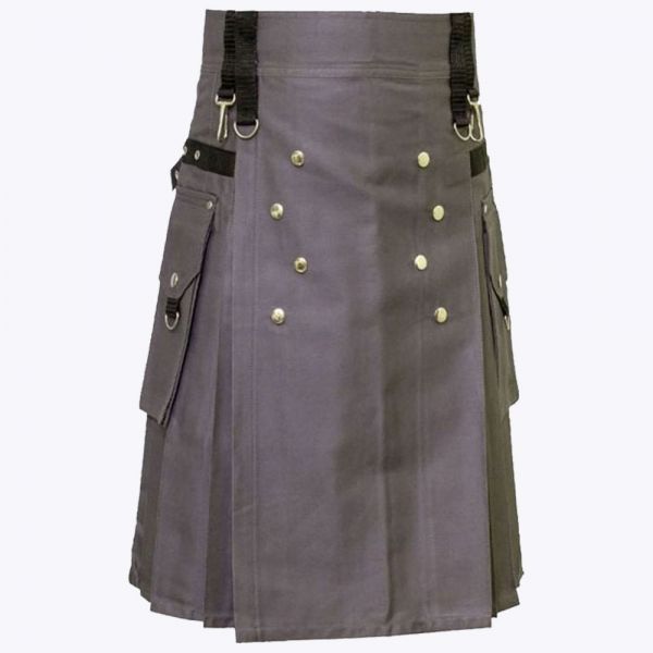 Grey Utility Kilt For Active Man