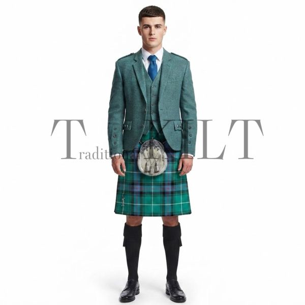 Lovat Green Crail Jacket & Waistcoat Kilt outfit
