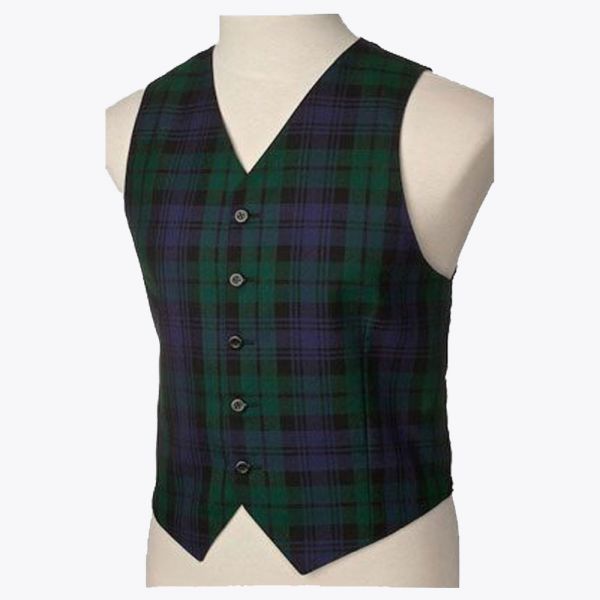 Mens Scottish Black Watch Tartan Vest