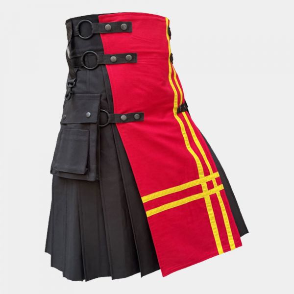 Modern Black & Red Utility Kilt
