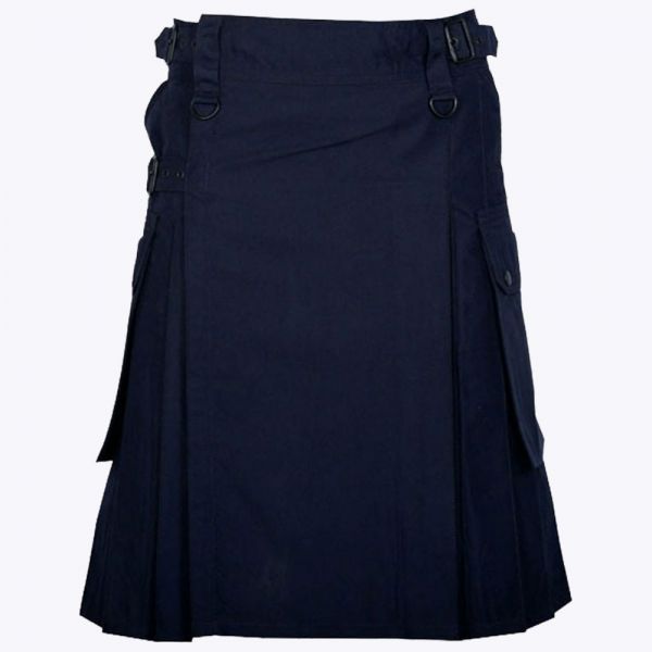 Navy Blue Utility Kilt with Cargo Pockets
