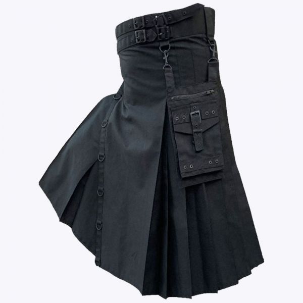 New Modern Black Utility Kilt
