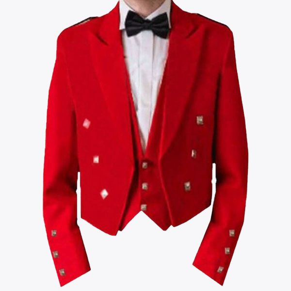 Red Prince Charlie Jacket With Waistcoat