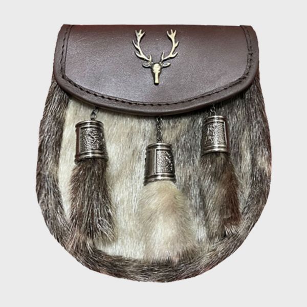Seal Skin Sporran with Stag Badge
