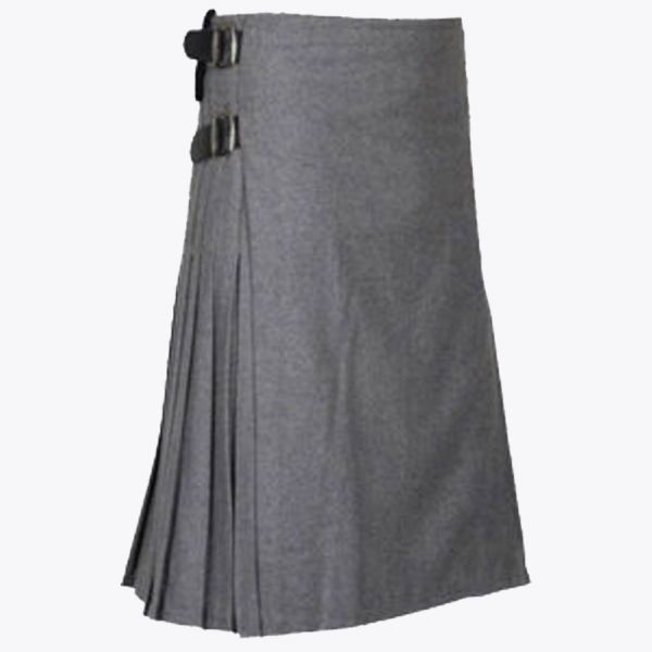 Solid Grey Tartan Kilt