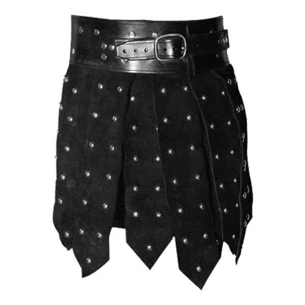 Strapped Studded Leather Kilt