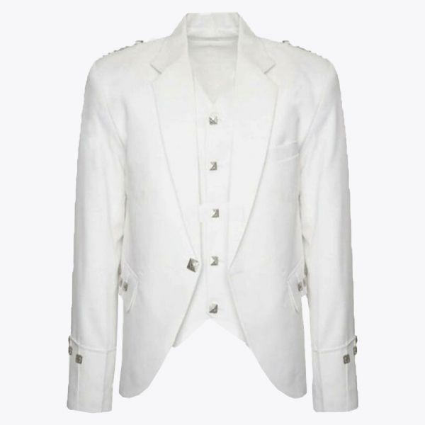 White Argyll Jacket And Vest Made To Measure