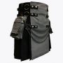 Black & Grey with Chains Hybrid Utility Kilt For Men
 thumbnail