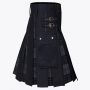 Black COTTON & Gray Watch Tartan Hybrid Utility Kilt
 thumbnail