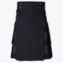 Black COTTON & Gray Watch Tartan Hybrid Utility Kilt
 thumbnail