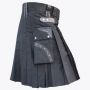 Black Cotton Utility Kilt With Leather Straps
 thumbnail