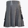 Black Cotton Utility Kilt With Leather Straps
 thumbnail