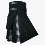 Black Cotton With Black Watch Tartan Hybrid Kilt
 thumbnail