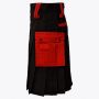 Black Deluxe Modern Kilt & Red Straps Style With Red Cargo Pockets
 thumbnail