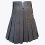 Black Denim Leather Strip Kilt
 thumbnail