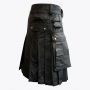 Black Leather Kilt with Cargo Pockets
 thumbnail