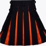 Black Modern Kilt & Orange Pleats Leather Straps Style With Cargo Pockets
 thumbnail