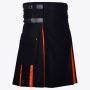 Black Modern Kilt & Orange Pleats Leather Straps Style With Cargo Pockets
 thumbnail