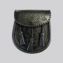 Black Celtic Embossed Leather Sporran With Free Chain Belt thumbnail