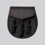 Black Leather Plain Design Knotted Tassel Sporran With Free Chain Belt thumbnail