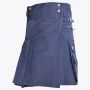 Blue Women Denim Utility Kilt Style With Cargo Pockets
 thumbnail