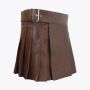 Brown Leather Modern Women Mini Kilt
 thumbnail
