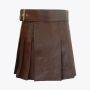Brown Leather Modern Women Mini Kilt
 thumbnail